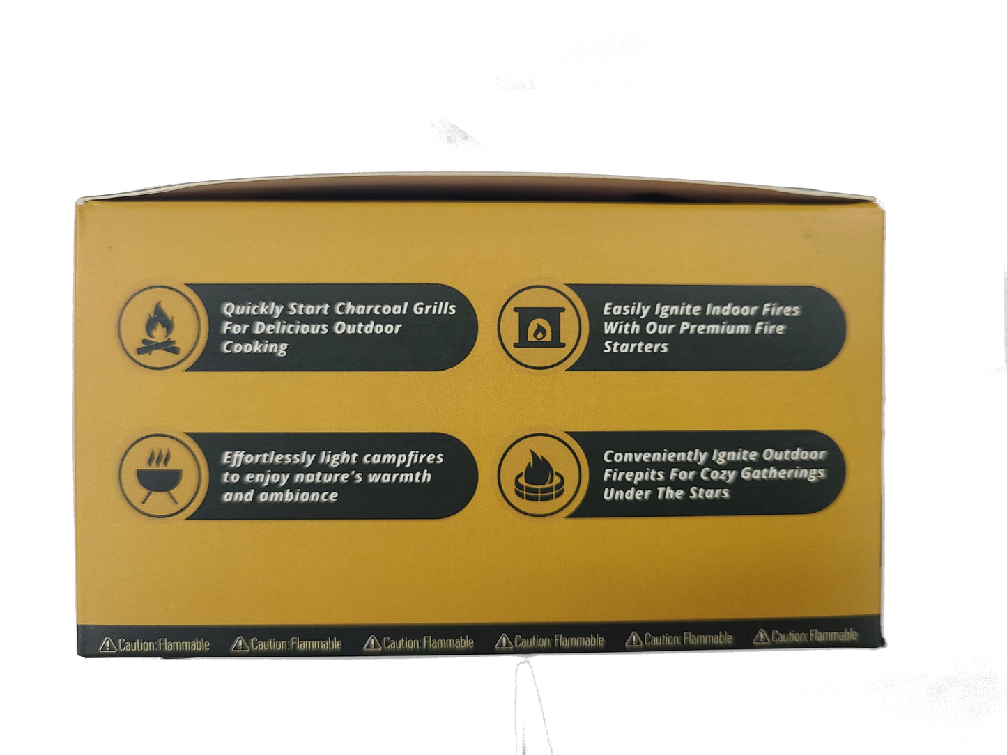 A box of CB-3030 Premium Ayden Fire Starters with branding and product information visible.