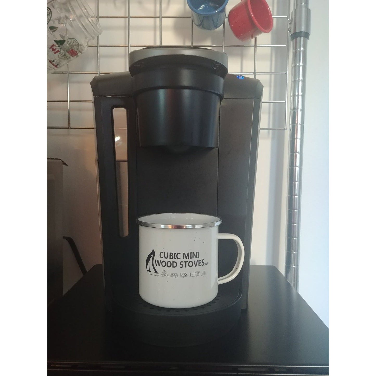 CB-7500-WT/BL white or black Cubic Mini Wood Stoves Stainless Steel Camping Mug