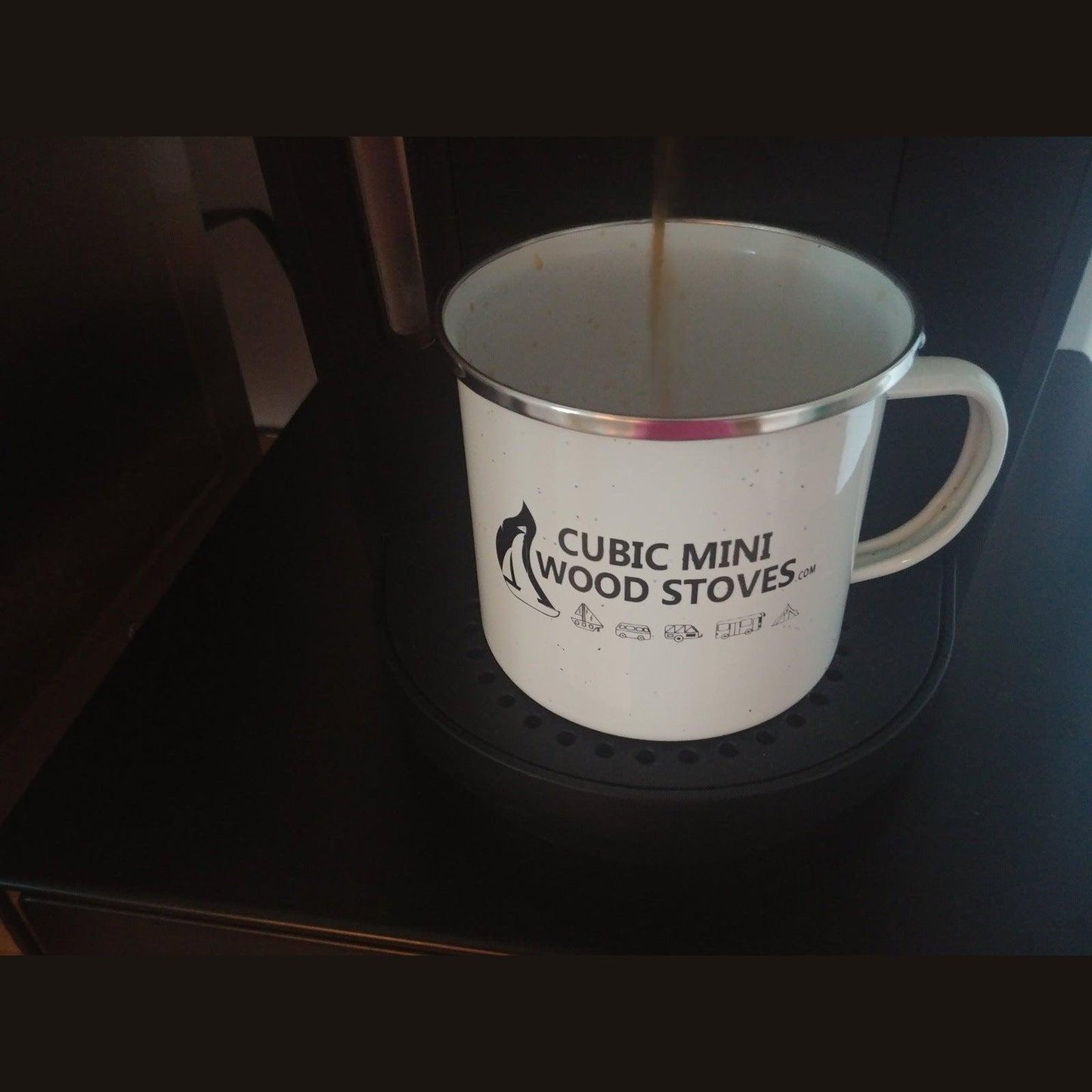 CB-7500-WT/BL white or black Cubic Mini Wood Stoves Stainless Steel Camping Mug