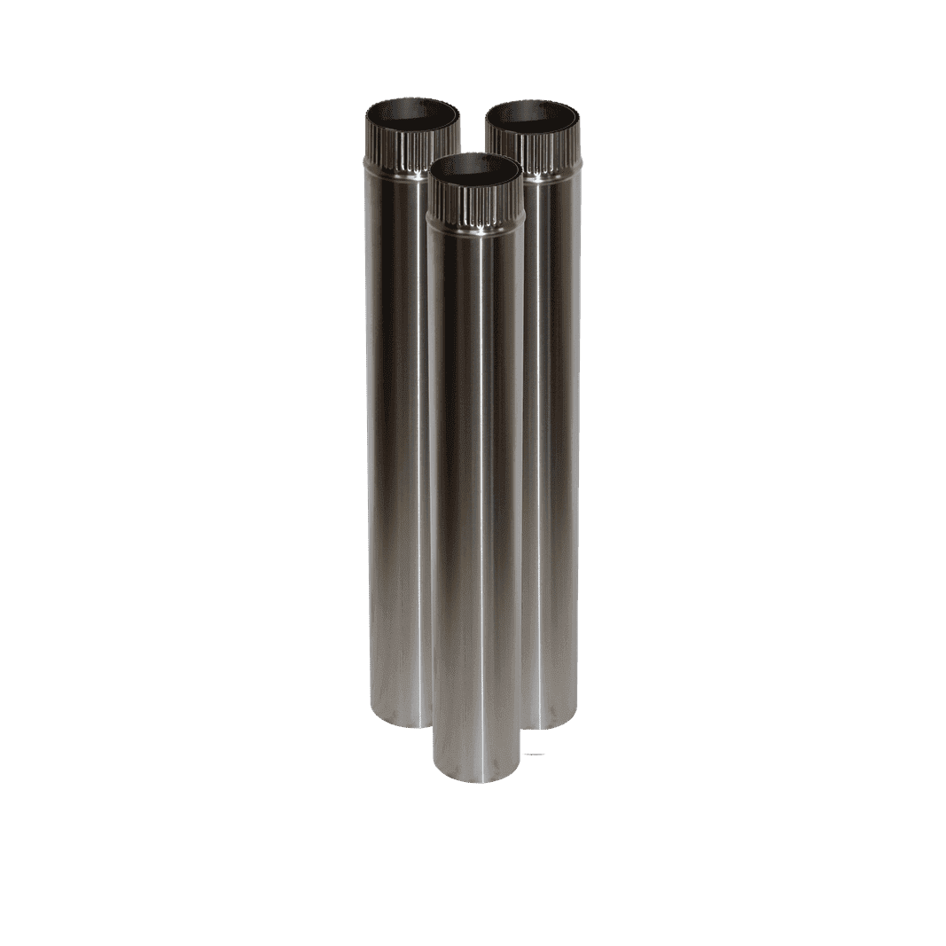 CB-3024-SS-3 Three 3" Stainless Steel Double Wall Flue Pipes, 24" Long