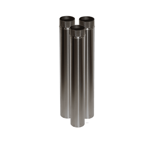 CB-3024-SS-3 Three 3" Stainless Steel Double Wall Flue Pipes, 24" Long
