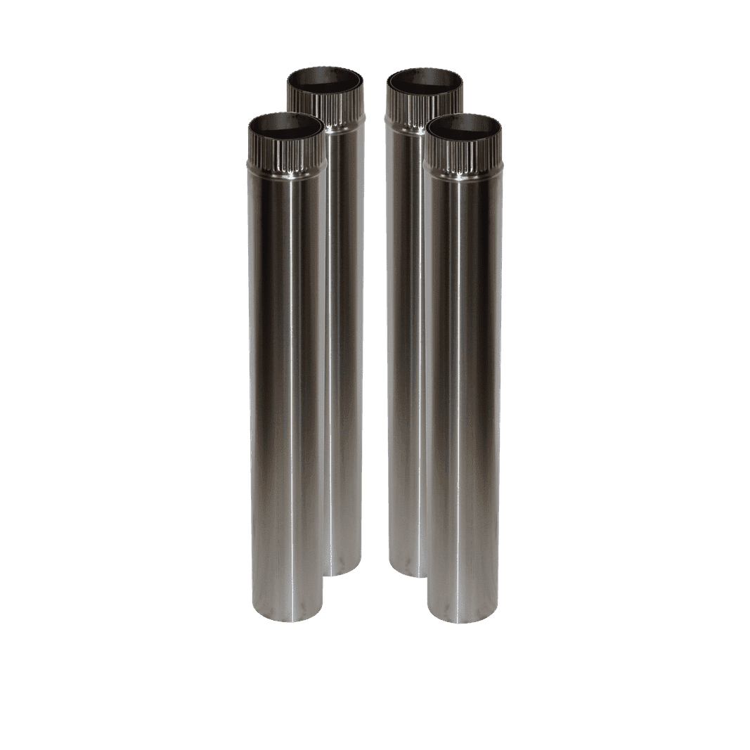 CB-3024-SS-4 Four 3" Stainless Steel Double Wall Flue Pipes, 24" Long