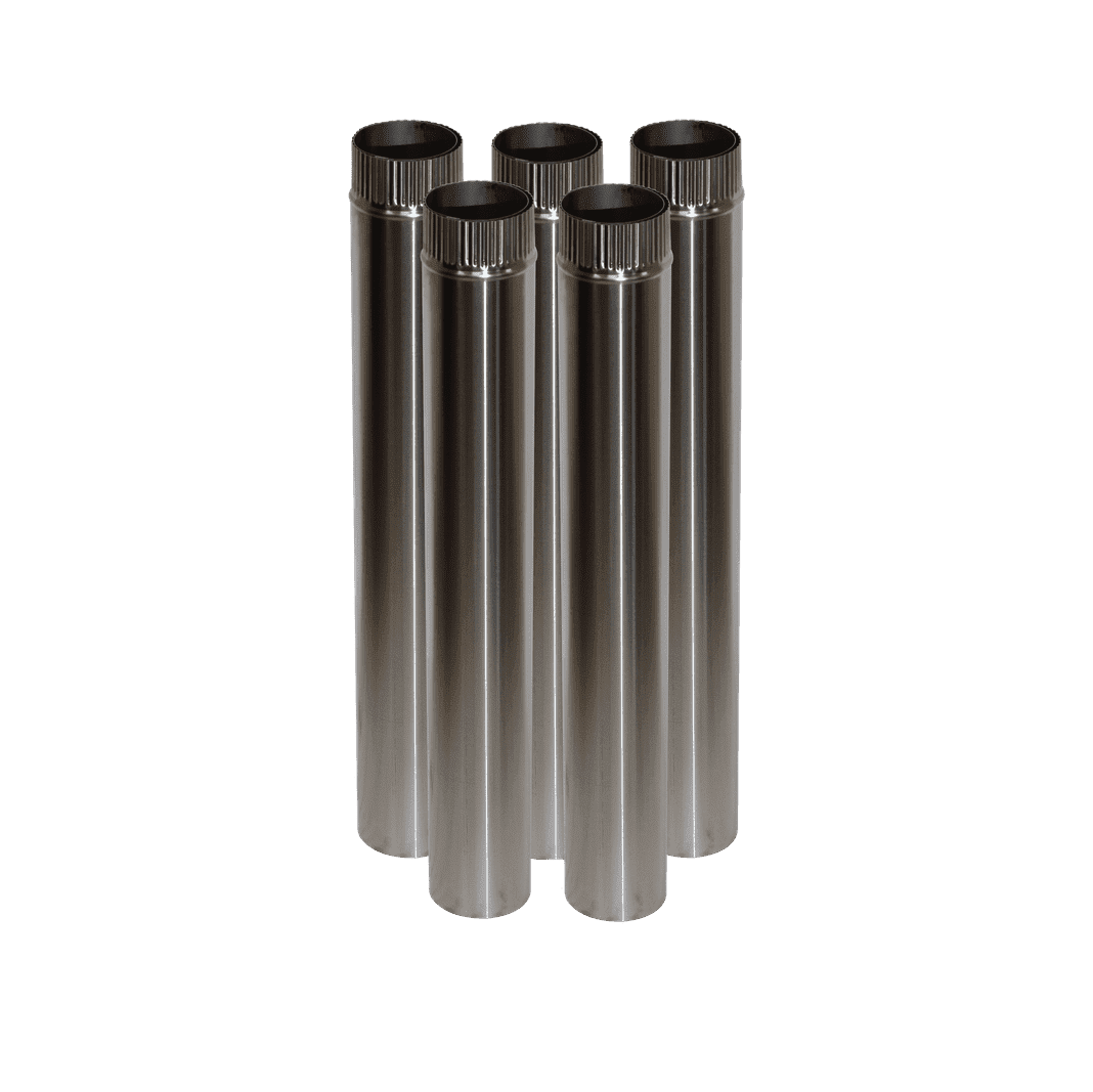 CB-3024-SS-5 Five 3" Stainless Steel Double Wall Flue Pipes, 24" Long