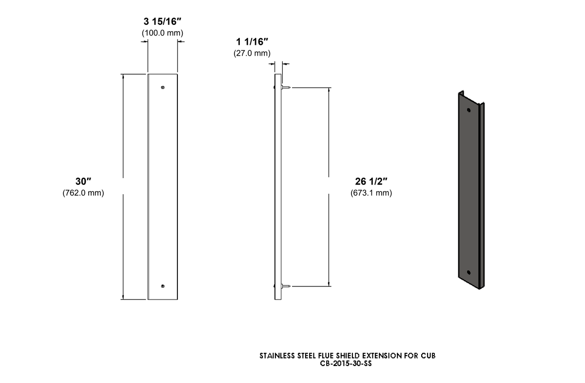 CB-2015-SS 30" Flue Shield Extension Cub