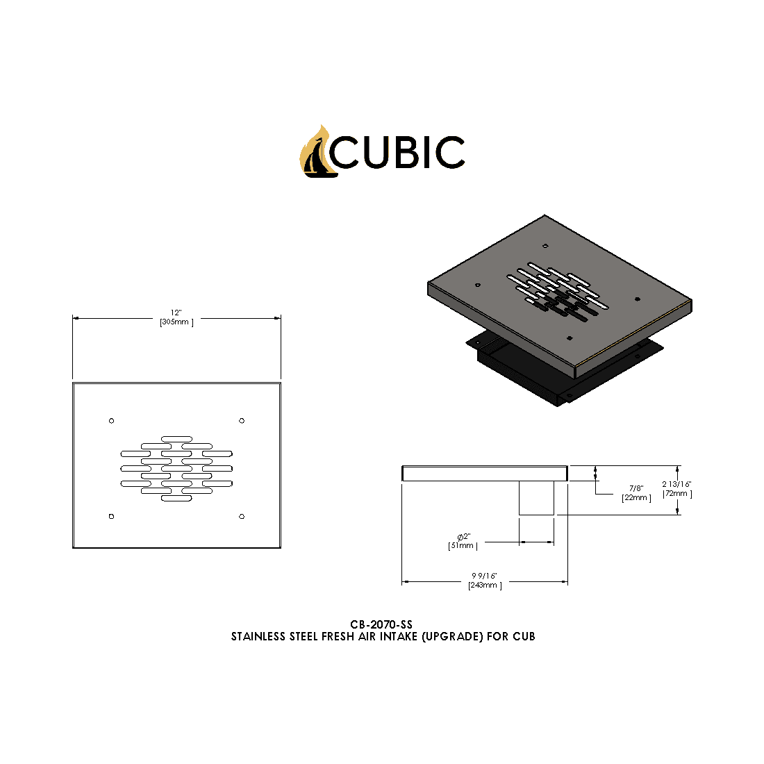 CB-2070-SS Stainless Steel Fresh Air Intake Upgrade Cub