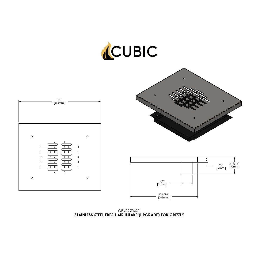 CB-2270-SS Stainless Steel Fresh Air Intake Upgrade Grizzly