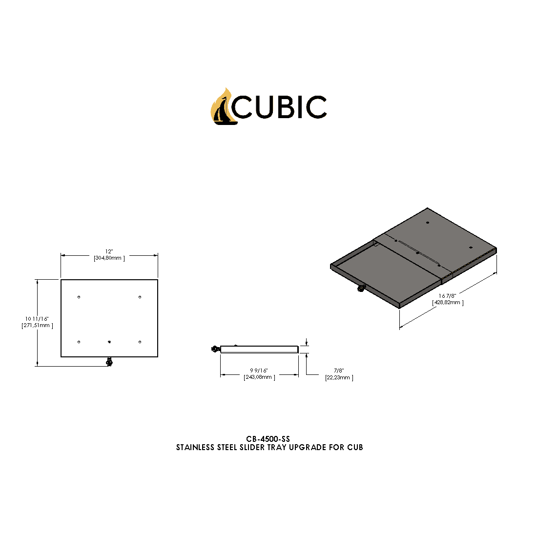 CB-4500-SS Stainless Steel Sliding Tray Upgrade Cub