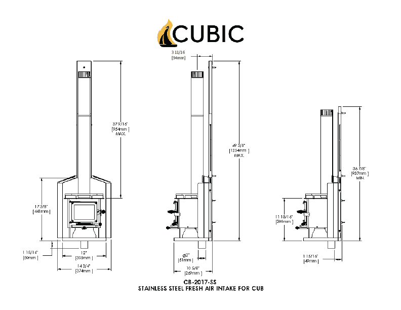 CB-2017-SS Stainless Steel Wall Mount With Fresh Air Intake Cub