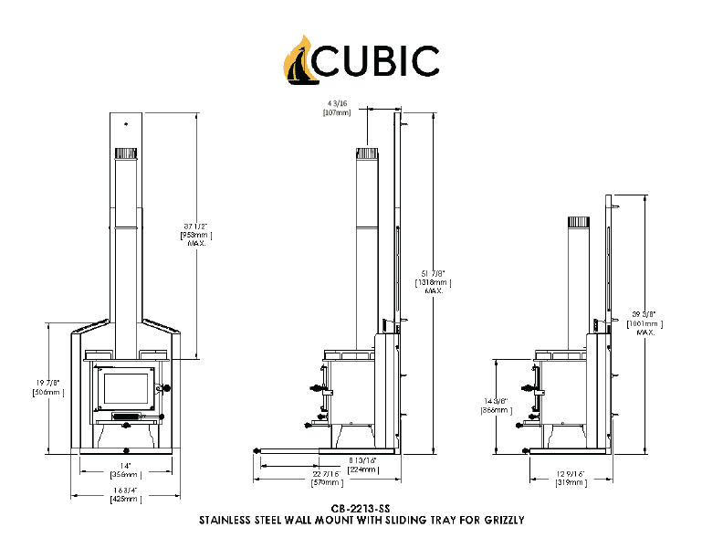 CB-2213-SS Stainless Steel Wall Mount With Sliding Tray Grizzly