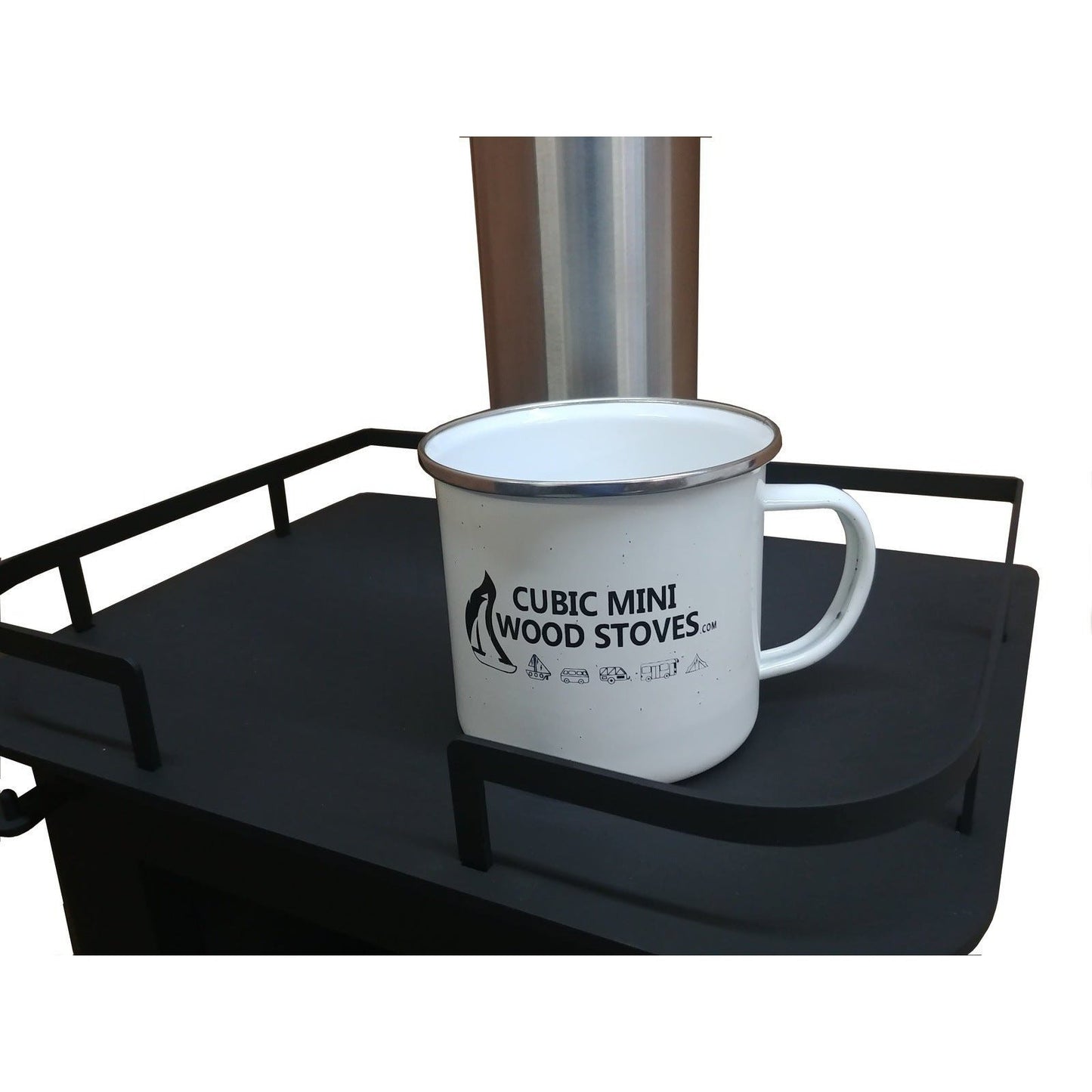 CB-7500-WT/BL white or black Cubic Mini Wood Stoves Stainless Steel Camping Mug