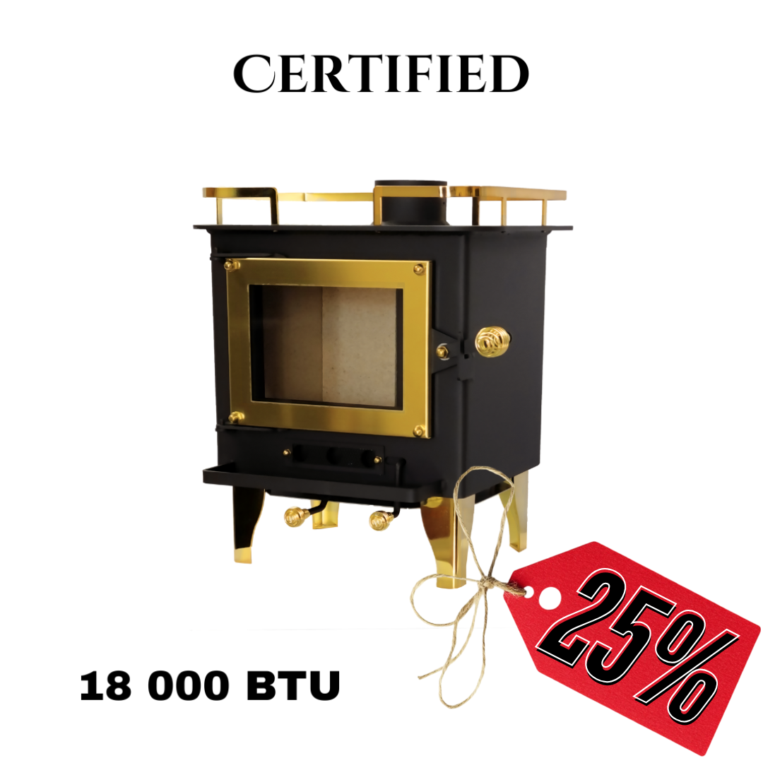 CB-1210-BR Grizzly Cubic Mini Wood Stove Brass