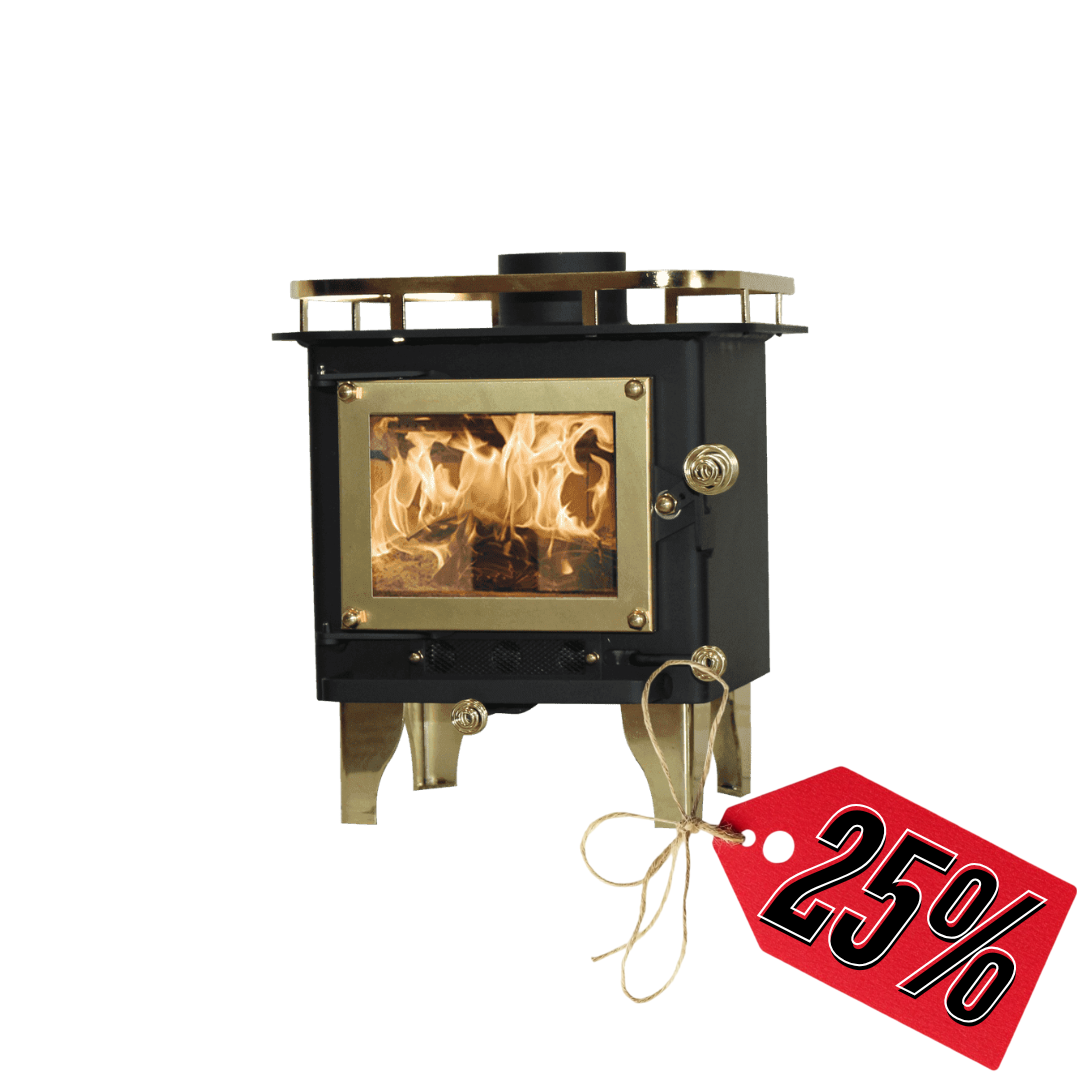 CB-1000-BR CUB Cubic Mini Wood Stove Brass