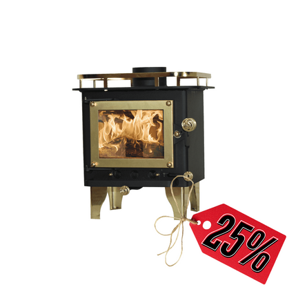 CB-1000-BR CUB Cubic Mini Wood Stove Brass