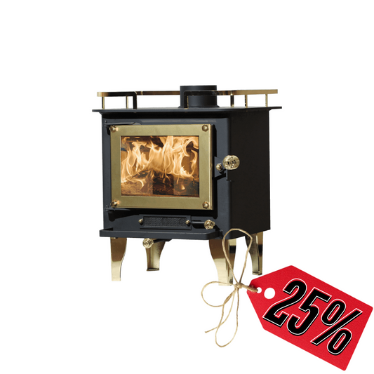 CB-2000-BR GRIZZLY Cubic Mini Wood Stove Brass