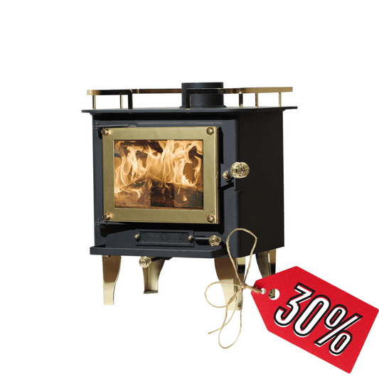 CB-2000-BR GRIZZLY Cubic Mini Wood Stove Brass