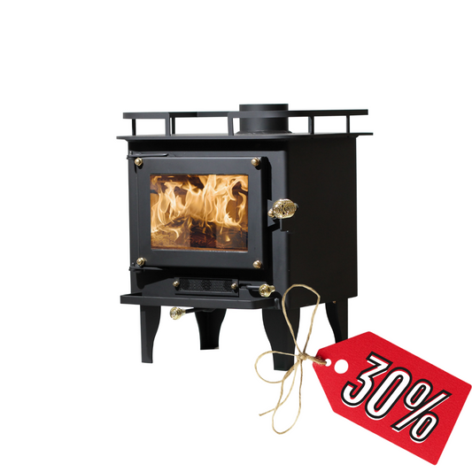 CB-2000-BL GRIZZLY Cubic Mini Wood Stove Black