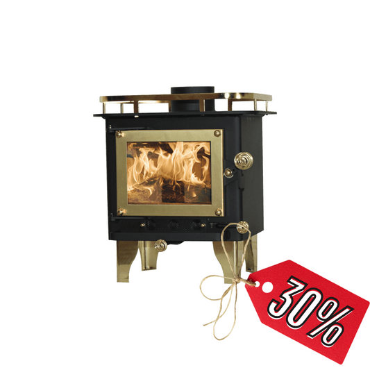 CB-1000-BR CUB Cubic Mini Wood Stove Brass