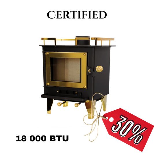 CB-1210-BR Grizzly Cubic Mini Wood Stove Brass