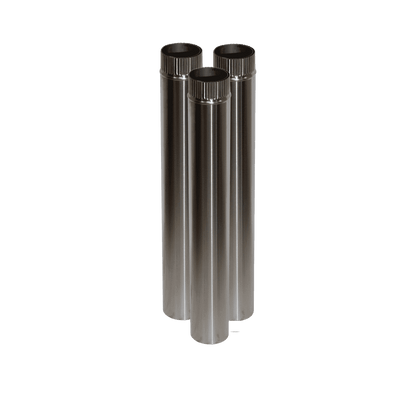 CB-3024-SS-3 Three 3" Stainless Steel Double Wall Flue Pipes, 24" Long