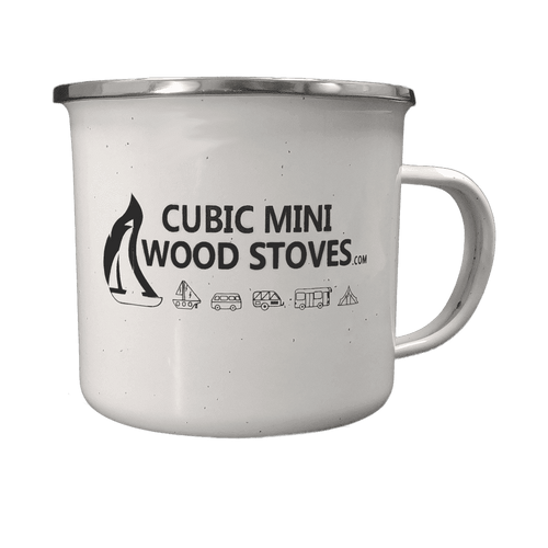 CB-7500-WT/BL (white or black) Cubic Mini Wood Stoves Stainless Steel Camping Mug